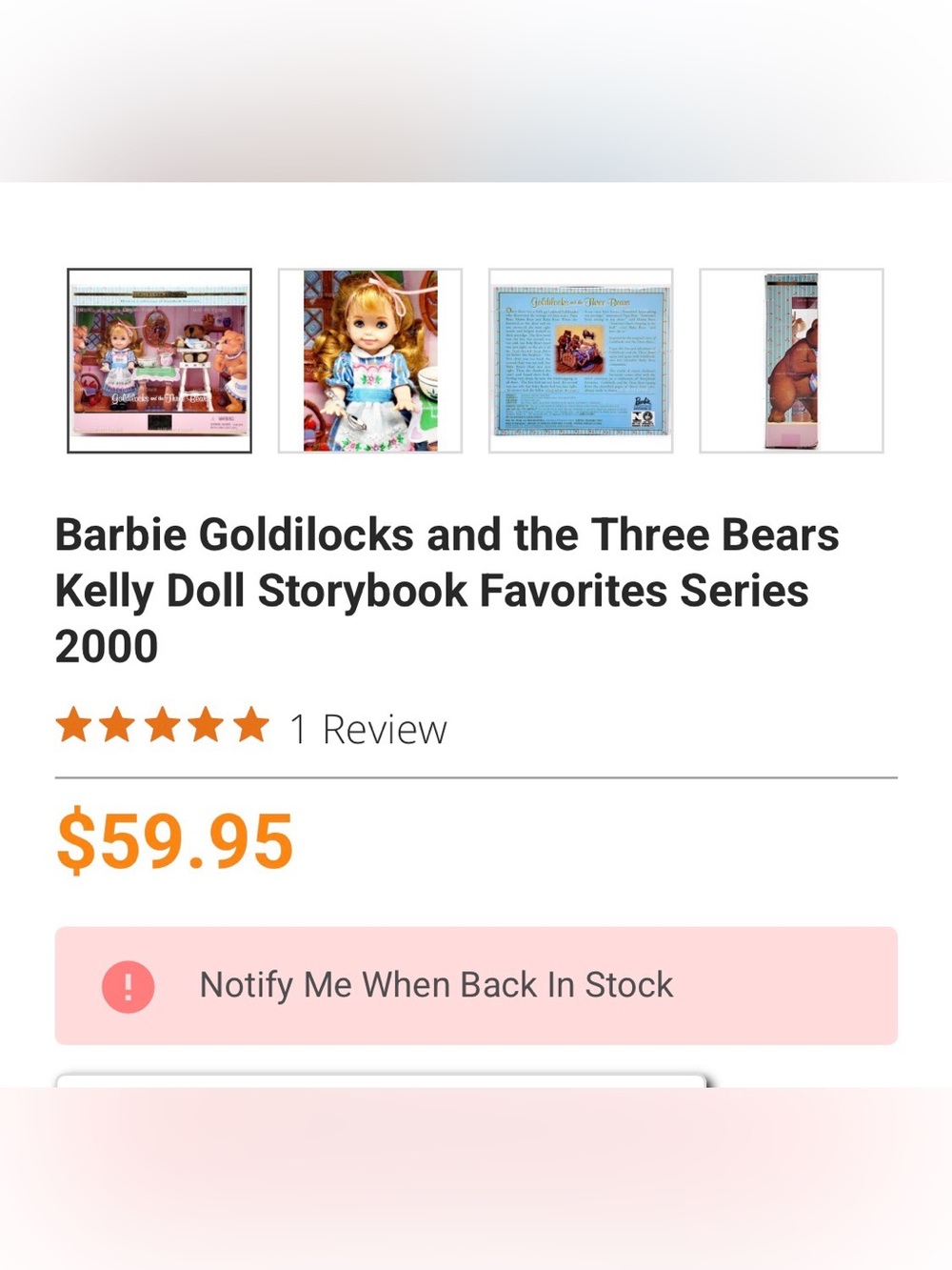 Barbie Goldilocks and the Three Bears Box Art - Blue/Pink/Gold - Picture 2 of 13